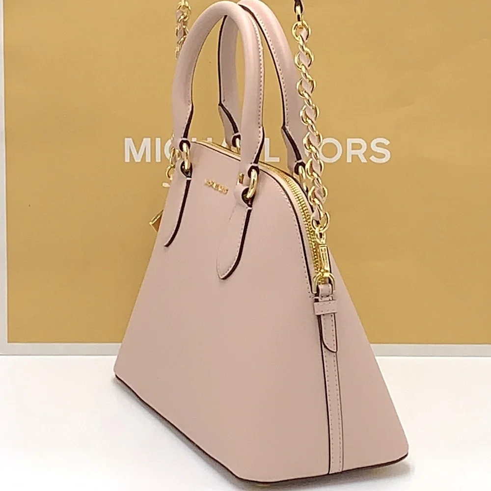MICHAEL KORS VERONICA MEDIUM DOME Saffiano Leather SATCHEL SOFT PINK COL…